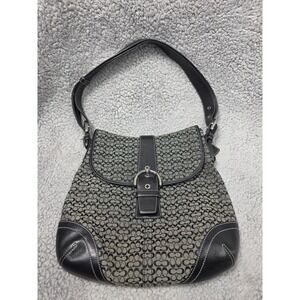 Coach‎ K3M 6376 Black Signature Canvas Leather Adjustable Shoulder Bag